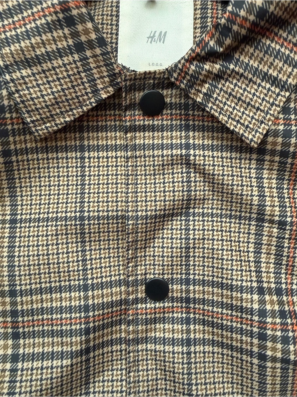 H&M Men's Waterproof Windbreaker & Rain Jacket in Brown and Black Plaid NWT